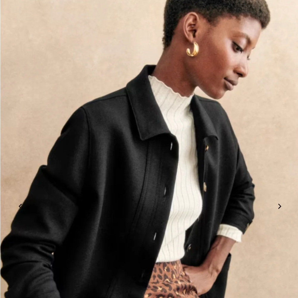 Sezane Will Jacket Black Wool Blend XS